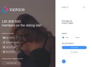 How topface.com looks like on a tablet such as an iPad.