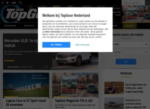 How topgear.nl looks like on a tablet such as an iPad.