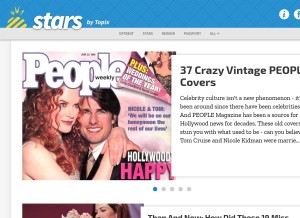 How topixstars.com looks like on a tablet such as an iPad.