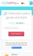 How topnanny.be looks like on a mobile device such as an iPhone.