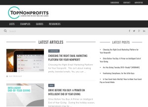 How topnonprofits.com looks like on a tablet such as an iPad.