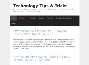 How toppctips.com looks like on a tablet such as an iPad.