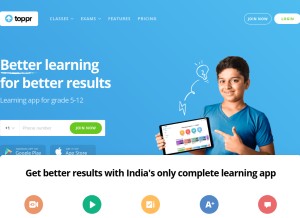 How toppr.com looks like on a tablet such as an iPad.