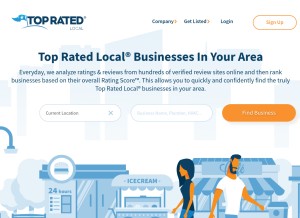 How topratedlocal.com looks like on a tablet such as an iPad.