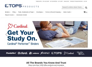 How tops-products.com looks like on a tablet such as an iPad.