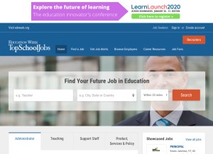 How topschooljobs.org looks like on a tablet such as an iPad.