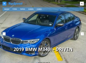 How topspeed.com looks like on a tablet such as an iPad.