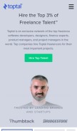 How toptal.com looks like on a mobile device such as an iPhone.