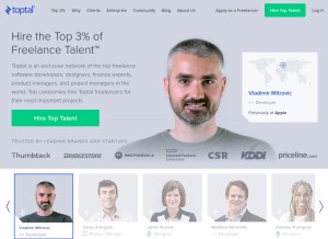 How toptal.com looks like on a tablet such as an iPad.