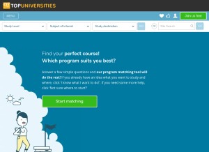 How topuniversities.com looks like on a tablet such as an iPad.