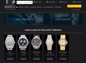 How topwatch.co.za looks like on a tablet such as an iPad.