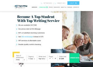 How topwritingservice.com looks like on a tablet such as an iPad.