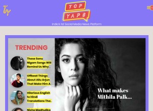 How topyaps.com looks like on a tablet such as an iPad.