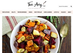 How toriavey.com looks like on a tablet such as an iPad.