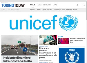 How torinotoday.it looks like on a tablet such as an iPad.