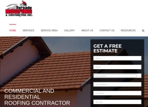 How tornadoroofing.com looks like on a tablet such as an iPad.