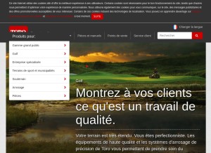 How toro.com looks like on a tablet such as an iPad.