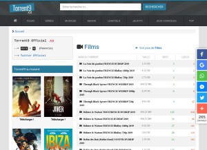 How torrent9.uno looks like on a tablet such as an iPad.