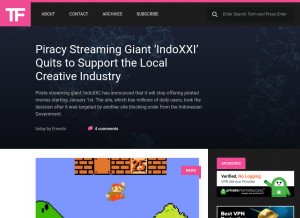 How torrentfreak.com looks like on a tablet such as an iPad.