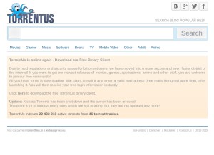 How torrentus.to looks like on a tablet such as an iPad.