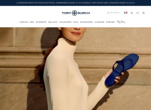 How toryburch.com looks like on a tablet such as an iPad.