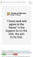 How tosdr.org looks like on a mobile device such as an iPhone.