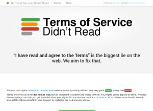 How tosdr.org looks like on a tablet such as an iPad.