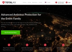 How totalav.com looks like on a tablet such as an iPad.