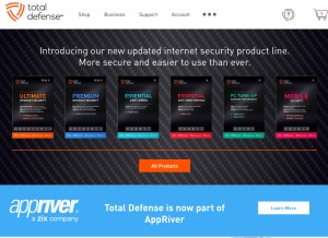 How totaldefense.com looks like on a tablet such as an iPad.