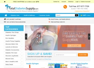How totaldiabetessupply.com looks like on a tablet such as an iPad.
