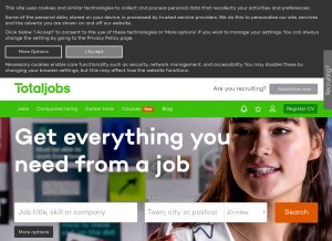 How totaljobs.com looks like on a tablet such as an iPad.