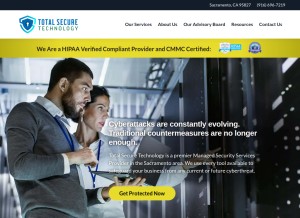 How totalsecuretech.com looks like on a tablet such as an iPad.