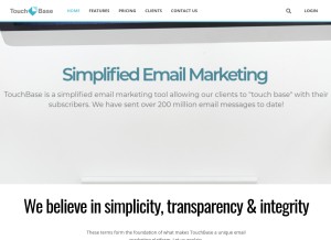 How touchbasemail.net looks like on a tablet such as an iPad.