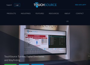 How touchsource.com looks like on a tablet such as an iPad.