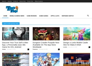 How touchtapplay.com looks like on a tablet such as an iPad.