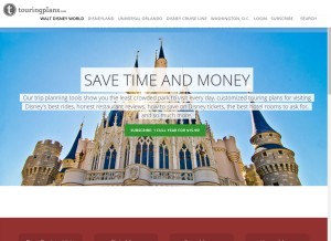 How touringplans.com looks like on a tablet such as an iPad.
