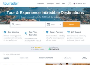 How tourradar.com looks like on a tablet such as an iPad.