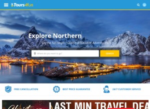 How tours4fun.com looks like on a tablet such as an iPad.