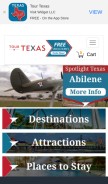 How tourtexas.com looks like on a mobile device such as an iPhone.