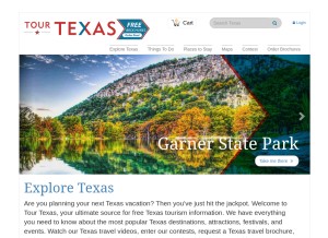 How tourtexas.com looks like on a tablet such as an iPad.