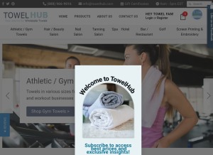 How towelhub.com looks like on a tablet such as an iPad.