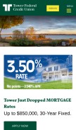 How towerfcu.org looks like on a mobile device such as an iPhone.