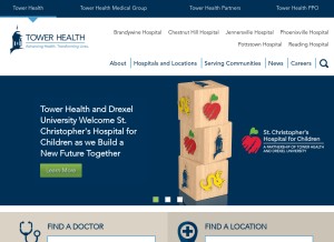 How towerhealth.org looks like on a tablet such as an iPad.