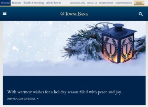 How townebank.com looks like on a tablet such as an iPad.
