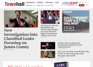 How townhall.com looks like on a tablet such as an iPad.