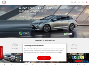How toyota.es looks like on a tablet such as an iPad.