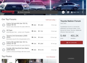 How toyotanation.com looks like on a tablet such as an iPad.