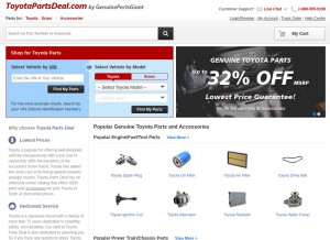 How toyotapartsdeal.com looks like on a tablet such as an iPad.