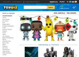 How toywiz.com looks like on a tablet such as an iPad.