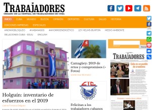 How trabajadores.cu looks like on a tablet such as an iPad.